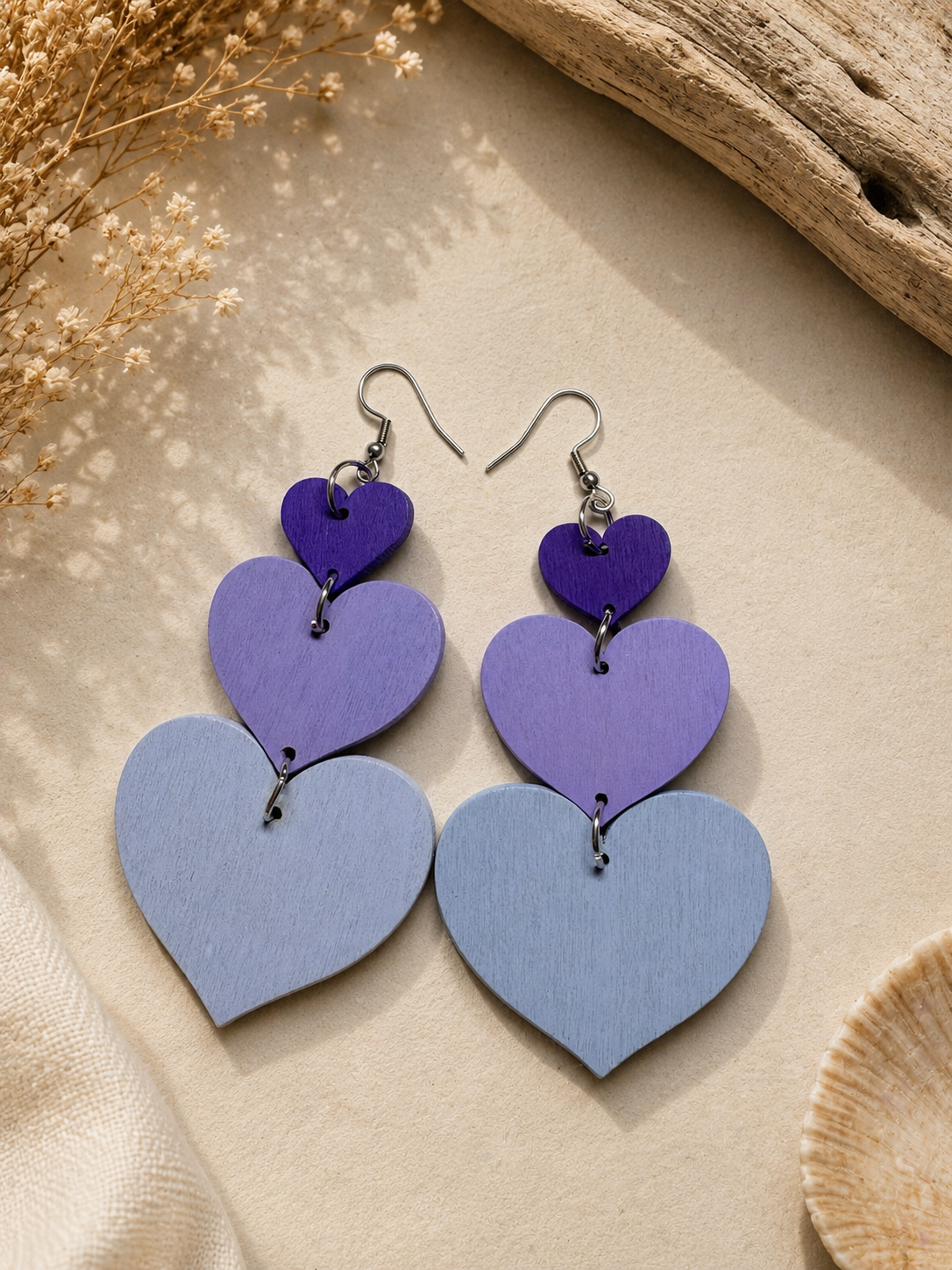 Boucles d’oreilles « Cœurs en cascades »