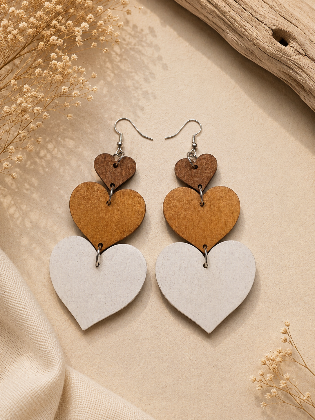 Boucles d’oreilles « Cœurs en cascades »